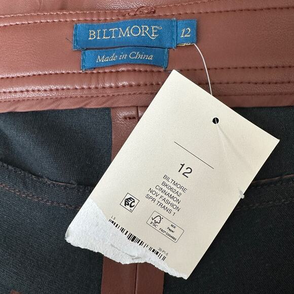 Vintage Biltmore Faux Leather Pants Cinnamon Brown Bootcut NWT Women's Size 12 - Picture 4 of 10